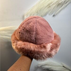 (#79) Plush Fuzzy Bucket Hat in Dusty Rose